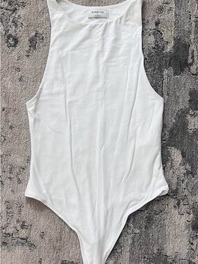 Aritzia Babaton White High Neck Sleeveless Bodysuit
